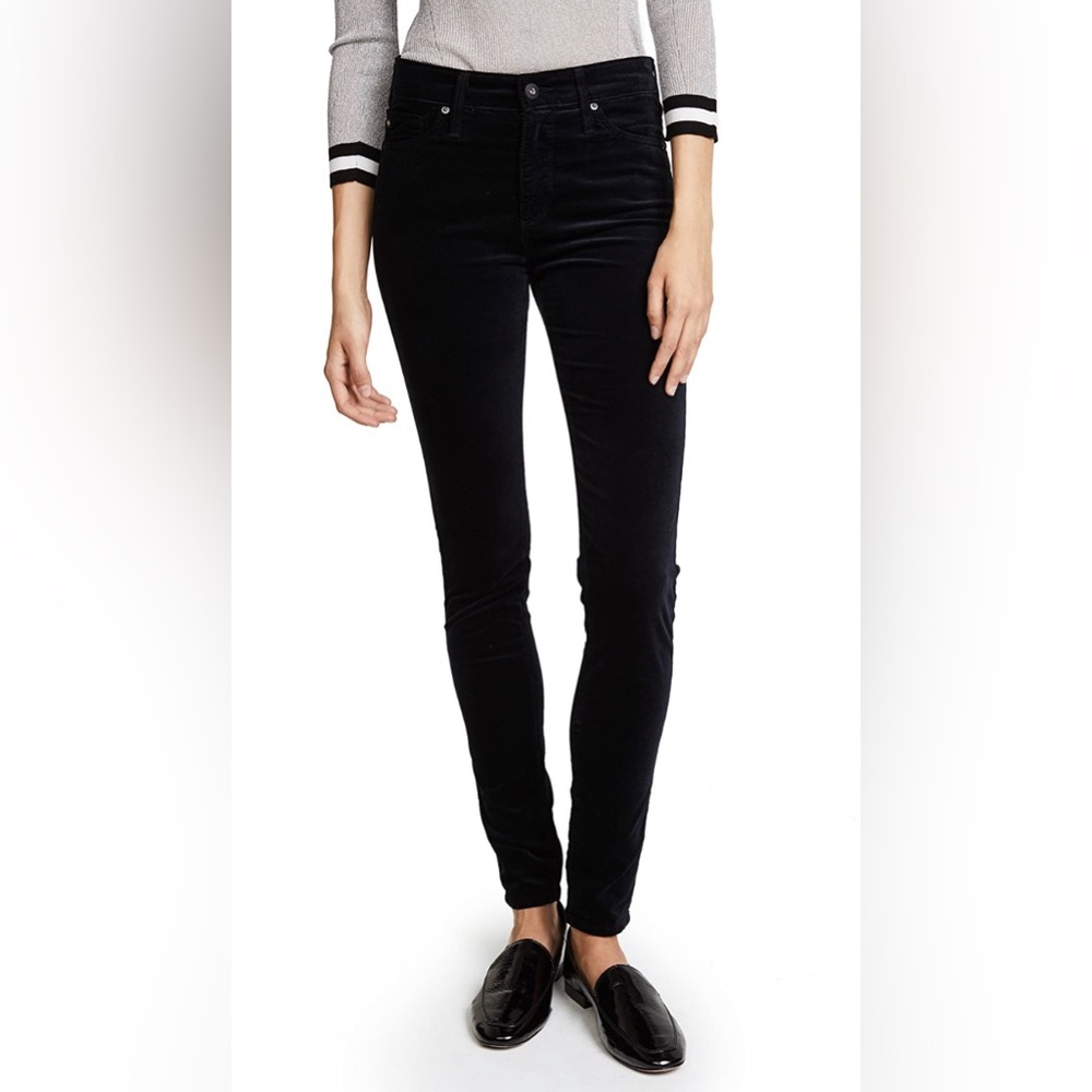 AG Farrah Velvet Skinny, Super Black, Size 27